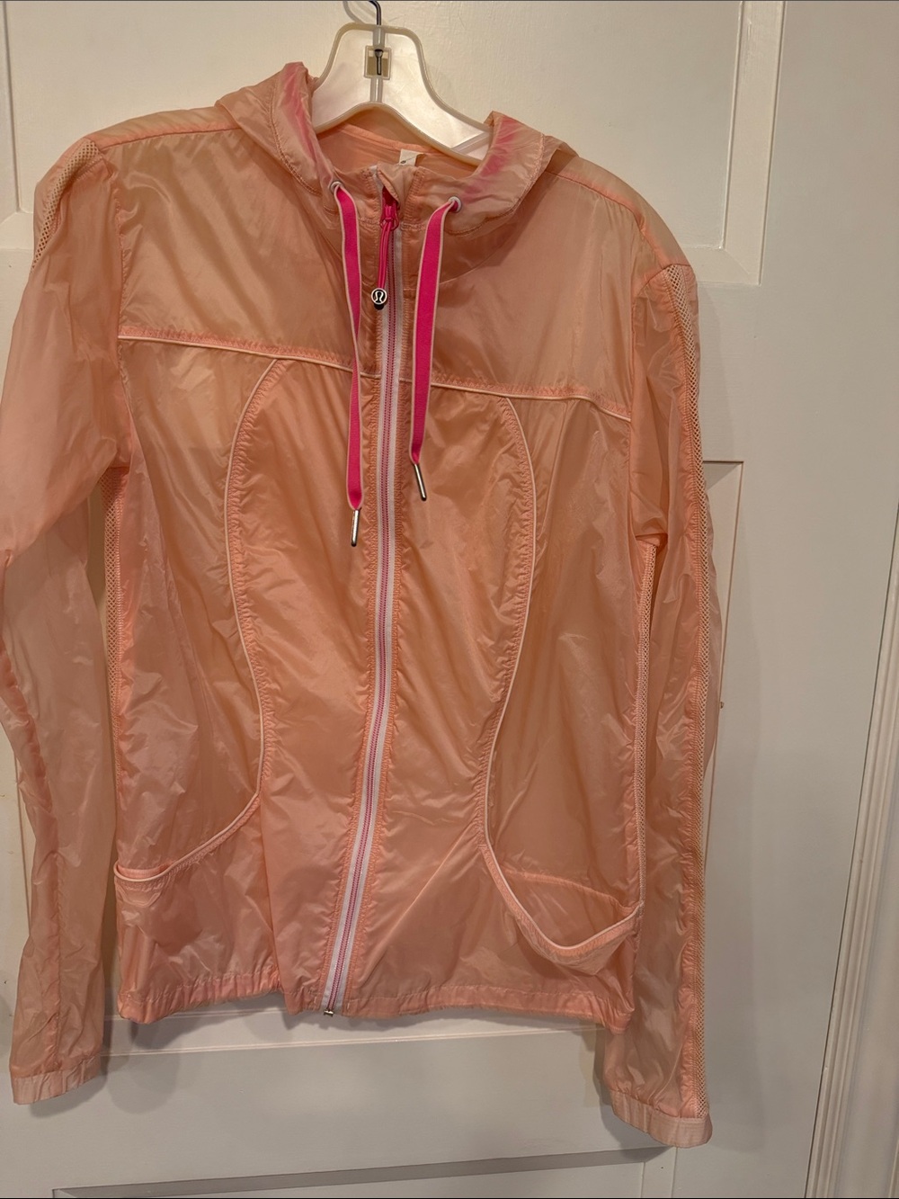 lululemon athletica Peach Kids' Hooded Rain Jacket with Pink Drawcord